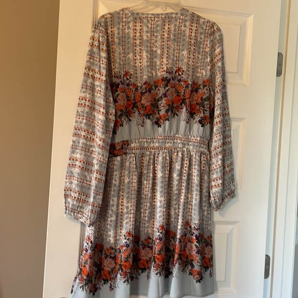 NWT Promesa Blue Floral Long Sleeve Mini Pullover Dress Size Large - Picture 3 of 3